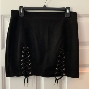 Black skirt with shoelace tie detail
